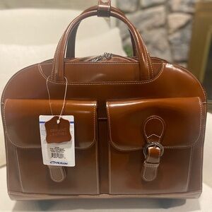 Mc Klein Ladies 15.6” Brown Leather Wheeled Laptop Case